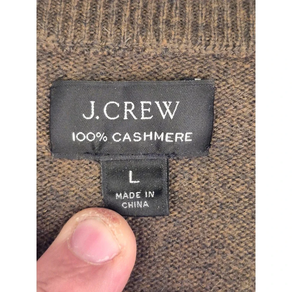 J.Crew Mens 100% Cashmere Crewneck Sweater Green Heather J6384 FA19 Large